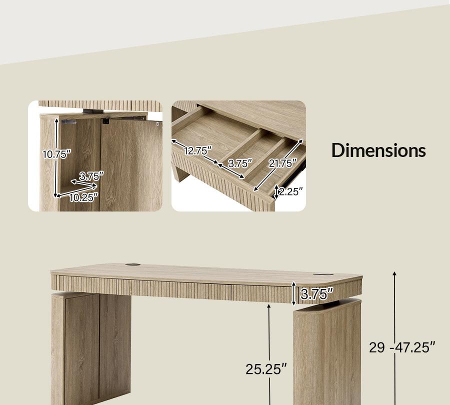 Hulala Baggio Modern Electric Height-Adjustable Standing Desk with Smooth Sit-to-Stand Transition, Concealed Storage, and Smooth-Gliding Drawers
