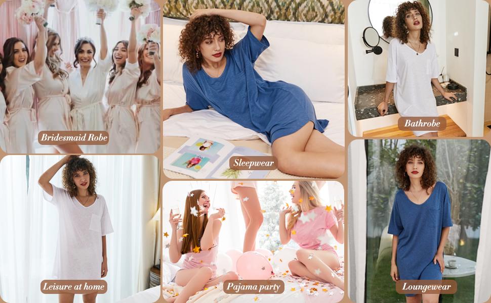 EKOUAER Womens Tshirt Nightgown Cotton V Neck Sleepshirts Comfy Casual Nightshirt for Women Fit Womenswear Comfortable Loose Oversized Loungewear EKOUAER Womens Tshirt Nightgown Cotton V Neck Sleepshirts Comfy Casual Nightshirt for Women Fit Womenswear Comfortable Loose Oversized Loungewear