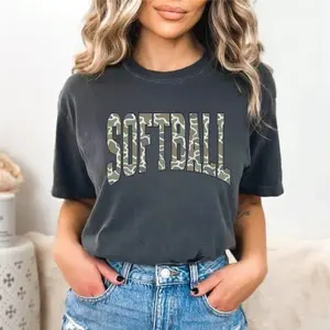 Softball Camo- Unisex Pepper Comfort Color Tee