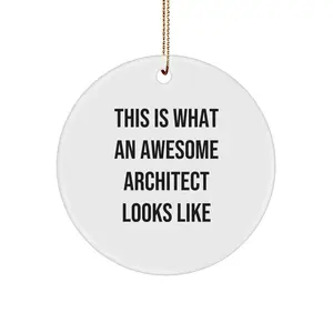 Funny Architect Christmas Unique Gifts from Friends for Men, Circle Ornament, This Is What 'An Awesome Architect Looks Like' Quote
