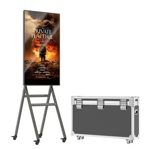 43 Inch Mobile Digital Signage Displays Kiosk with Flight Case, Portable Photo Booth Stand by with Screen Mirroring App Publishing, Advertising Display Poster, Android OS