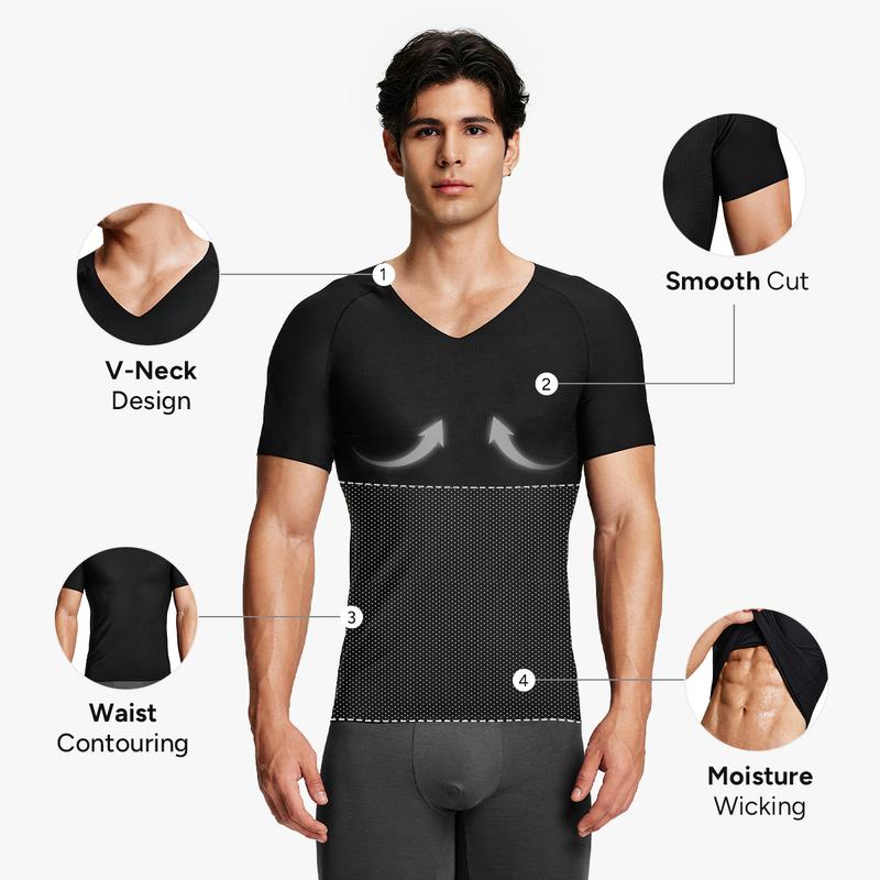 Nebility Mens Invisible Shaping Compression T-Shirt – V-Neck, Quick-Dry, Stretchy Short Sleeve with a Slim-Fit, Smooth Look Under Any Outfit Nebility Mens Invisible Shaping Compression T-Shirt – V-Neck, Quick-Dry, Stretchy Short Sleeve with a Slim-Fit, Smooth Look Under Any Outfit
