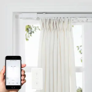 TWOPAGES Lark Motorized Curtain Tracks for Ceiling or Wall Mount, 122-Inch Smart Electric Curtain Rail, Compatible with Alexa & Google Home, App & Remote Control, Automatic Curtain System for Bedrooms and Living Rooms