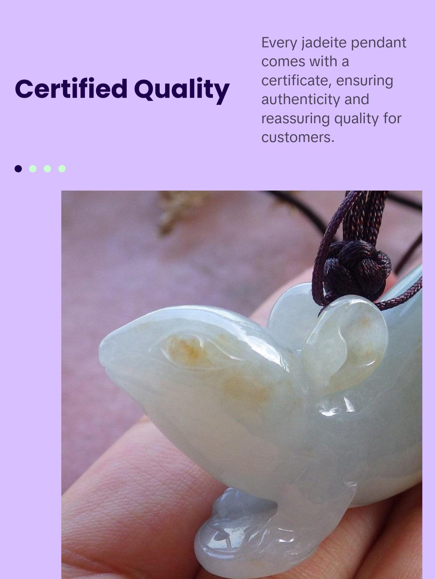 Certified Hand Carved Green Red Natural Burma A Jade Jadeite Suirrel Pendant Necklace