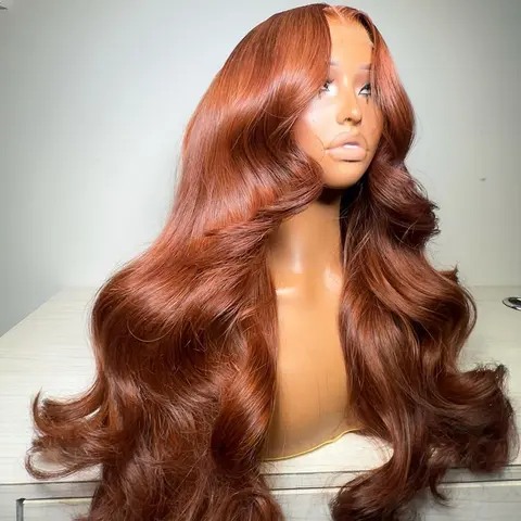 MYLOCKME Hair Reddish Brown Body Wave 13x6 Hd Lace Frontal Human Hair Wig Ginger Orange Colored Human Hair Pre Plucked 13x4 Lace Frontal Wig Brazilian Human Hair Wigs For Women