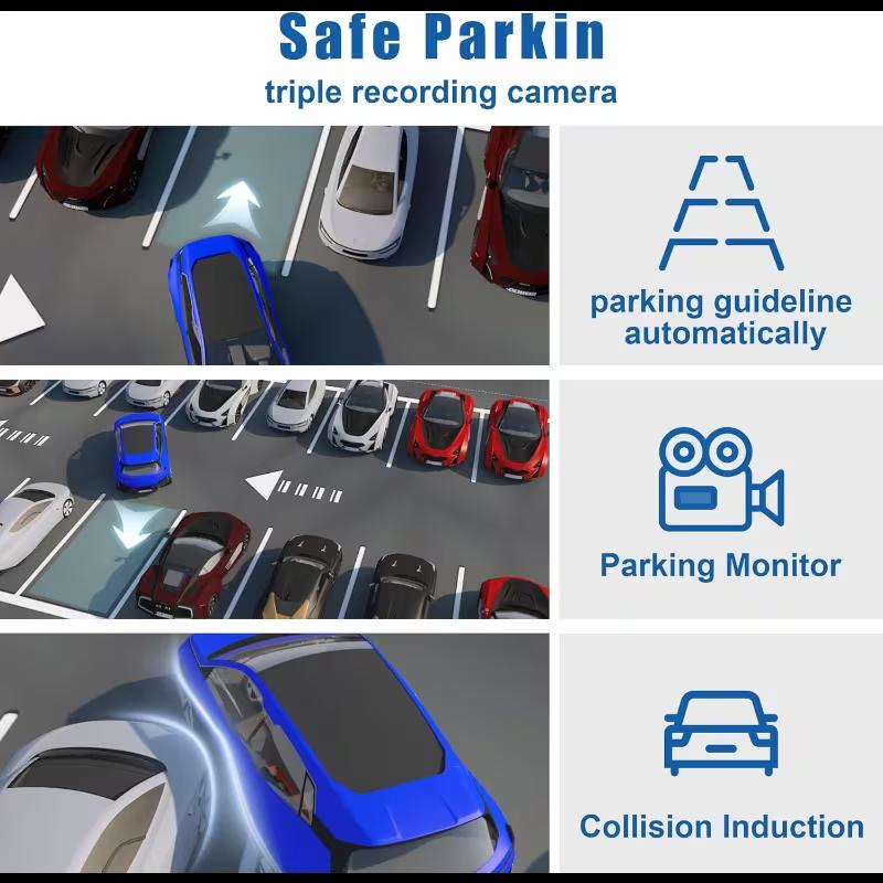 3-Channel Dash Cam for Cars, Front, Rear & Inside Cameras, IR Night Vision, Loop Recording, G-Sensor, HDR, 24-Hour Continuous Recording, Triple Lens Car Camera 3-Channel Dash Cam for Cars, Front, Rear & Inside Cameras, IR Night Vision, Loop Recording, G-Sensor, HDR, 24-Hour Continuous Recording, Triple Lens Car Camera