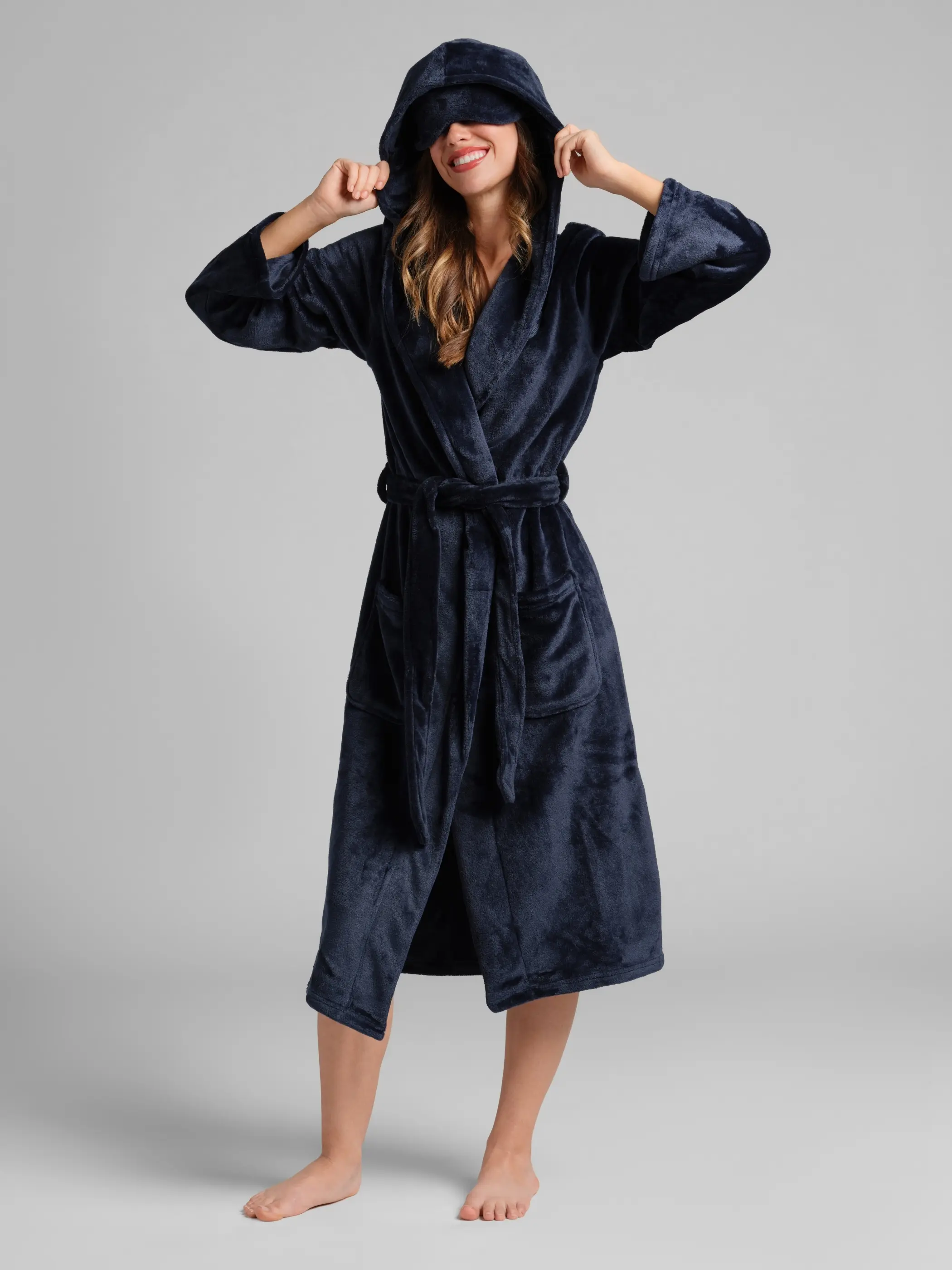 Comfrt | Do Not Disturb Dreamday Plush Robe | Ultra-Soft Hooded Robe With Satin Eye Mask