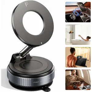 Magnetic Car Phone Holder 360° Rotating MagSafe Mount Ultra Suction Cup Stand for iPhone Android Easy Installation Secure Hold