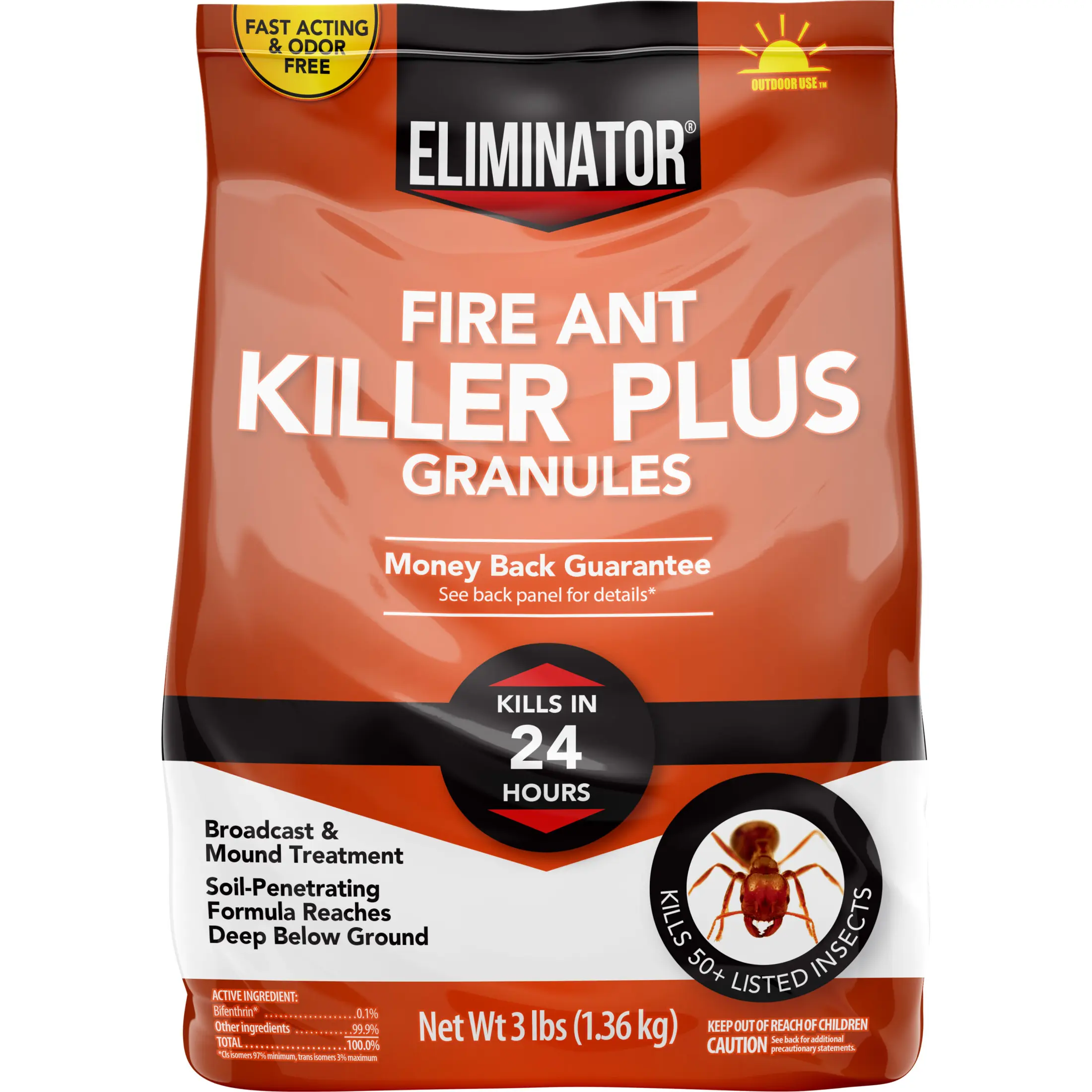 Fire Ant Killer Granules (3 lb) - Broadcast/Spot Outdoor Residential Pest Control for Lawns & Yards, Fast-Acting Formula for 50+ Listed Insects, Covers Up to 2,500 Sq Ft