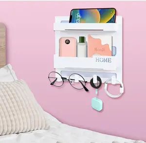 Bedside Shelf Accessories Organizer, Wall Mount Self Stick On, Cute Room Decor Aesthetic, Girls Room Decor, Cool Stuff for Bedroom Storage and Organization