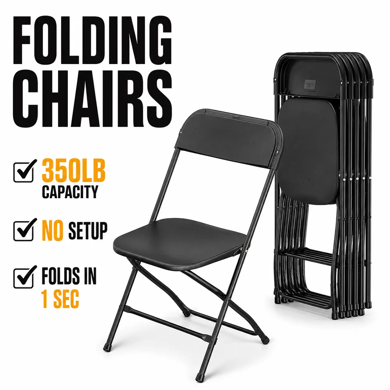 Lightweight Foldable Plastic-Metal Chairs, 6/10 Pack Sturdy Metal-Frame Seats, 350lb Capacity Stackable Portable Indoor-Outdoor Chairs for Party, Commercial Events, Lightweight Foldable Chair