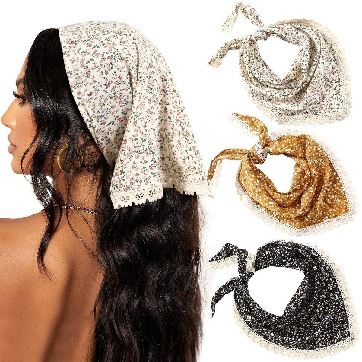 3-piece suit Flower Solid color Hair Bandanas Headbands Chiffon Head Kerchief for Women Girls Bohemian Hair Scarf Floral Lace Edge Headband Bandana 3-piece suit Flower Solid color Hair Bandanas Headbands Chiffon Head Kerchief for Women Girls Bohemian Hair Scarf Floral Lace Edge Headband Bandana