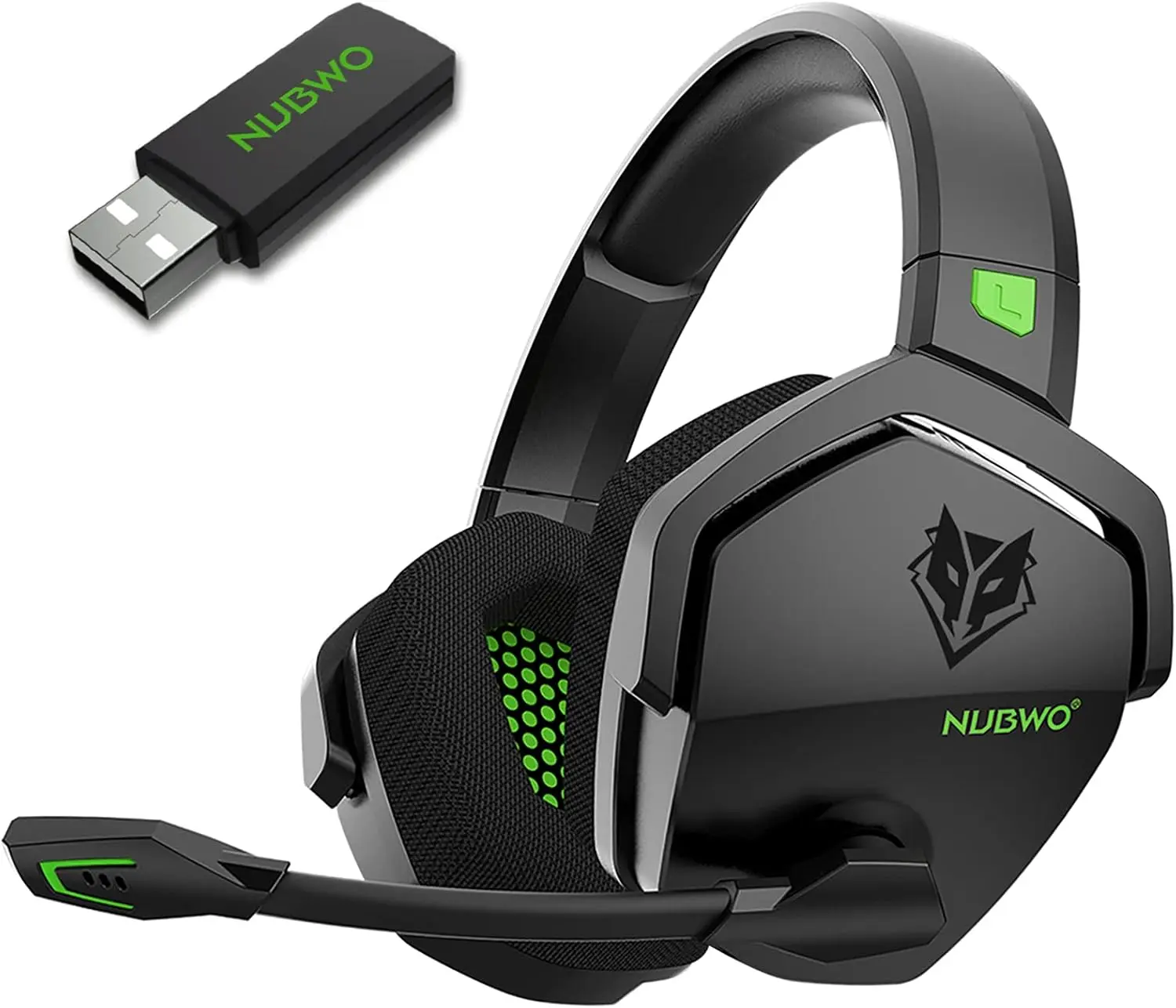 NUBWO G06 Wireless Bluetooth Gaming Headphones with 2.4GHz Dongle - 23ms Low Latency Audio, 50mm Stereo Sound, Noise-Canceling Mic, 100Hrs Battery - Gamer Stuff for PS5, PCs (Not Xbox)
