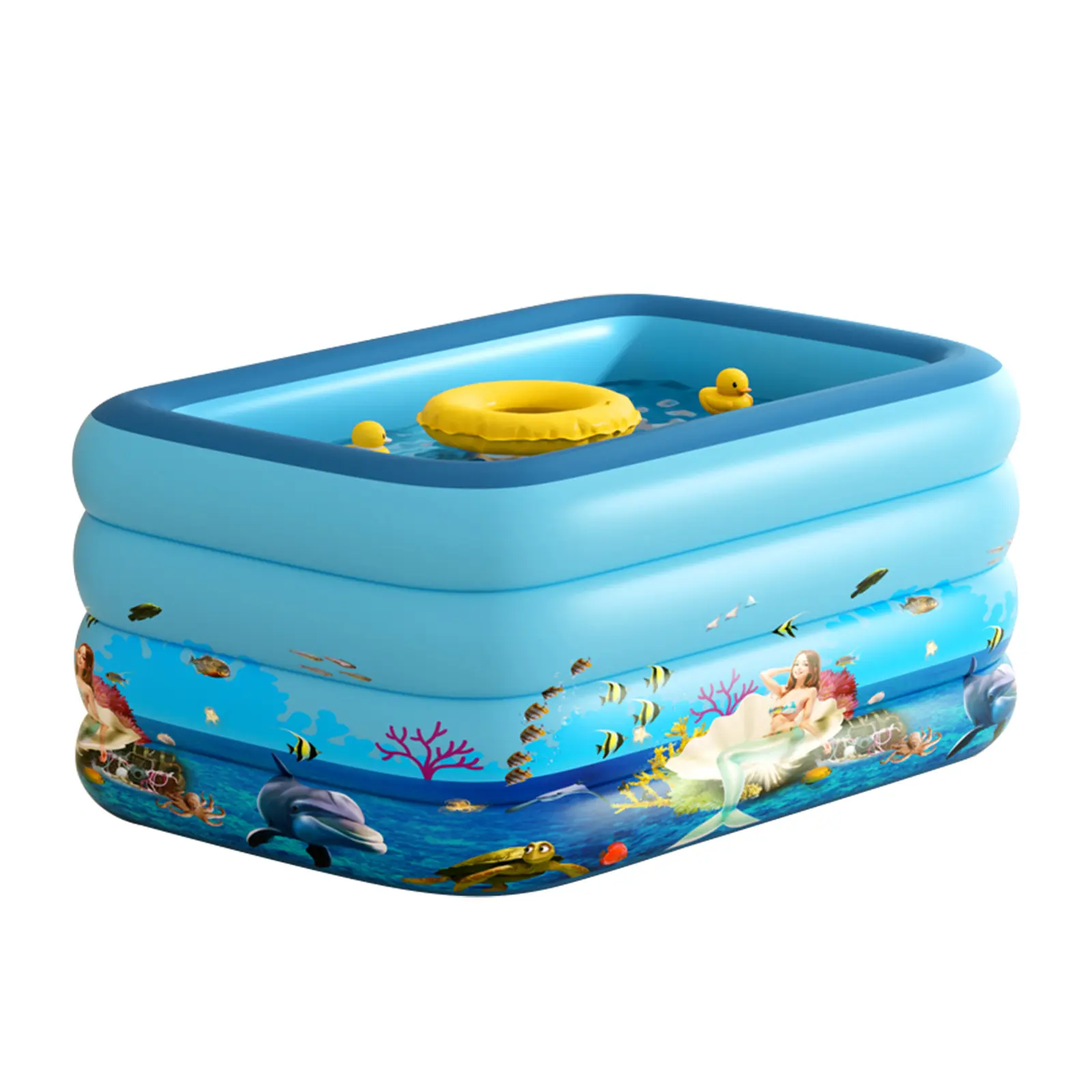 Inflatable pool for kids and adults, oversized thickened family inflatable pools, rectangular inflatable swimming pool for backyard, outdoor, garden, summer water party (120×60×22 inches, 3 floors) #SummerVibes