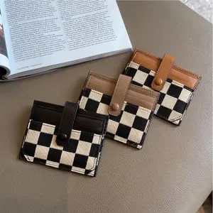 Plaid card holder, casual card holder, dedicated card holder for fashionable women and girls; a casual, trendy, multifunctional, high-quality everyday wallet; credit card organizer; plaid card case/coin purse. Suitable for daily use and as a gift for a gi