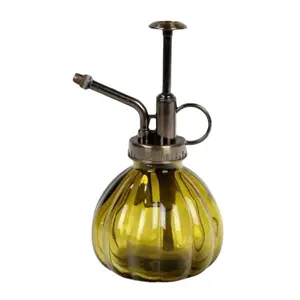 1 PC Glass Watering Can Pot Vintage Plant Mister Pressure Sprayer Retro Pumpkin Spray Bottle Imitation Bronze Sprinkler MOONBIFFY