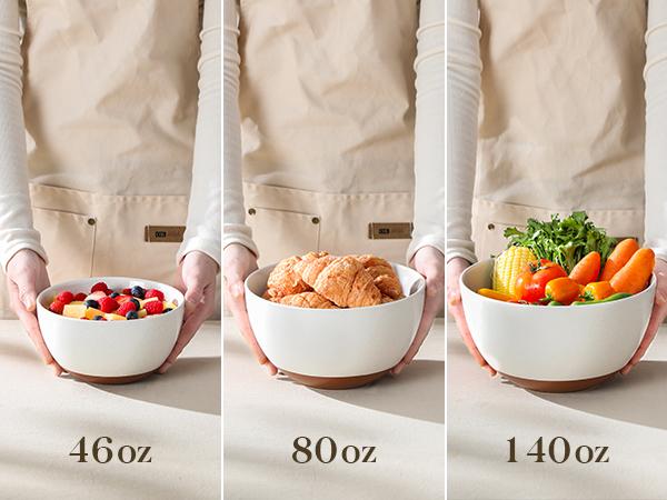 MALACASA Ceramic Large Mixing Bowls, Large Serving Bowls for Cooking, Prepping, Baking, Salad, Soup, Popcorn, Pasta, Nesting Bowls Set of 3, 4.38/2.5/1.44 Qt, Oven, Microwave and Dishwasher Safe Winter Holiday