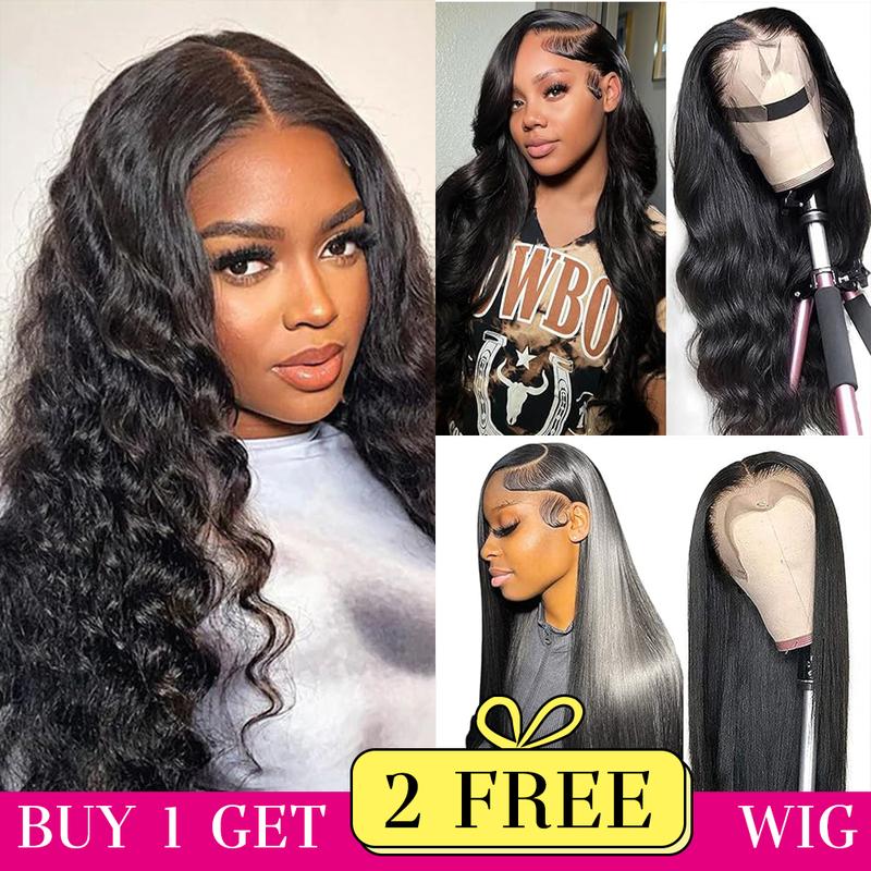 [Combo sale 24"&22"&22"] buy 1 get 3 wig' 13x4 Curly Wave Hair Lace Front Wigs Human Hair Hair Pre Plucked HD Transparent Lace Frontal Human Hair Wigs 180% Density