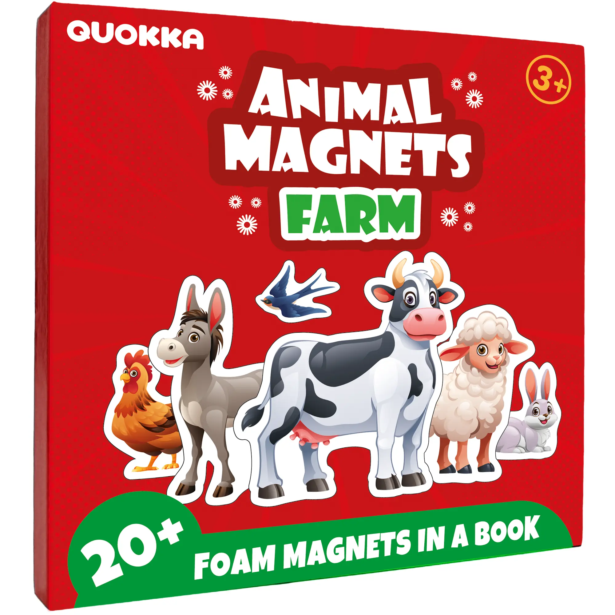 QUOKKA Travel Magnetic Cognitive Development Jigsaw Puzzles for Toddlers 1-3 - Lightweight, Compact 20+ Pcs Farm Animal Puzzle, 6.9x6.9 In, Extra-Long Play Book for Flights, Quiet Playtime, Horizontal, Beginner, Magnetic Jigsaw Puzzles