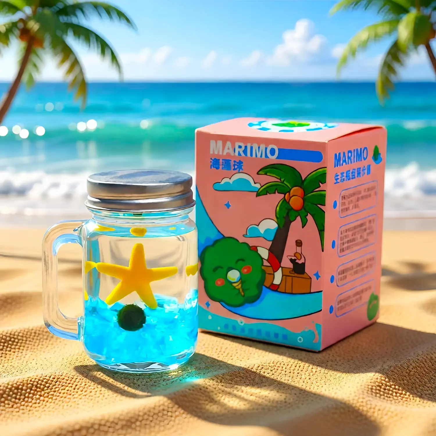 Soothing Marimo Cup Terrarium Oasis - A Cute, Self-Sustaining Closed Ecosystem & DIY Mini Habitat, Low-Maintenance Moss Ball Decor for Low-Light Desks (Includes LIVELY Moss Ball Pet)