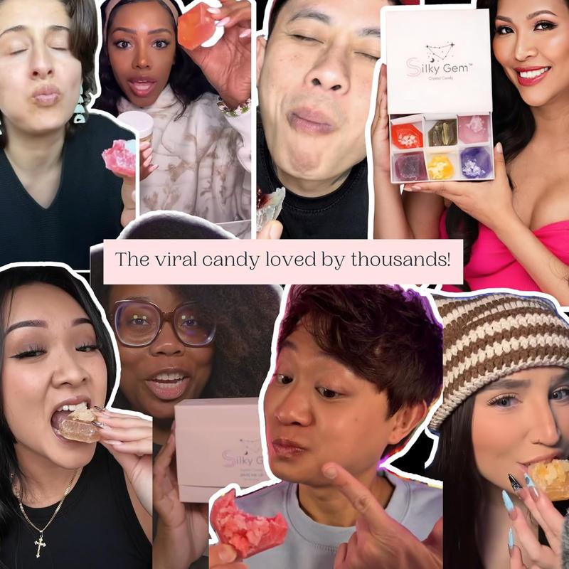 Silky Gem Lunar Crystals – Traditional Vietnamese Lunar New Year Candy – Crunchy Outside, Soft Inside – 10-12 Pieces in 8 oz Jar – Vegan, Gluten-Free,halloween candy Made in the USA