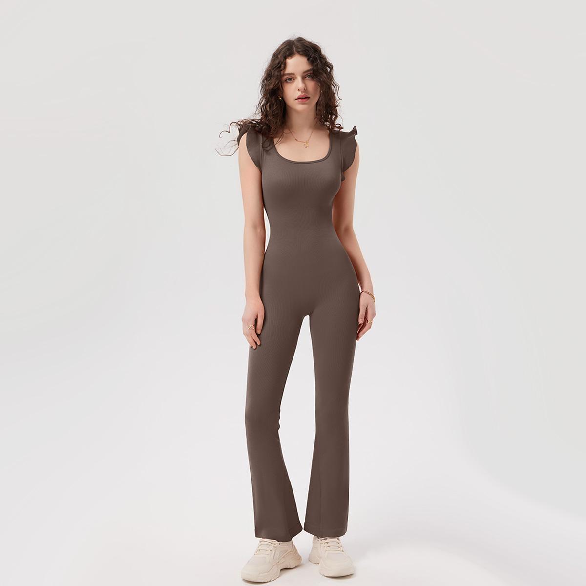 OQQ Jumpsuits For Women Ribbed Square Neck Ruffles Sleeveless Flare Long Pants Stretchy Soft Party Jumpsuits Womenswear Lady Comfort Bridal Basic SpringStatements OQQ Jumpsuits For Women Ribbed Square Neck Ruffles Sleeveless Flare Long Pants Stretchy Soft Party Jumpsuits Womenswear Lady Comfort Bridal Basic SpringStatements