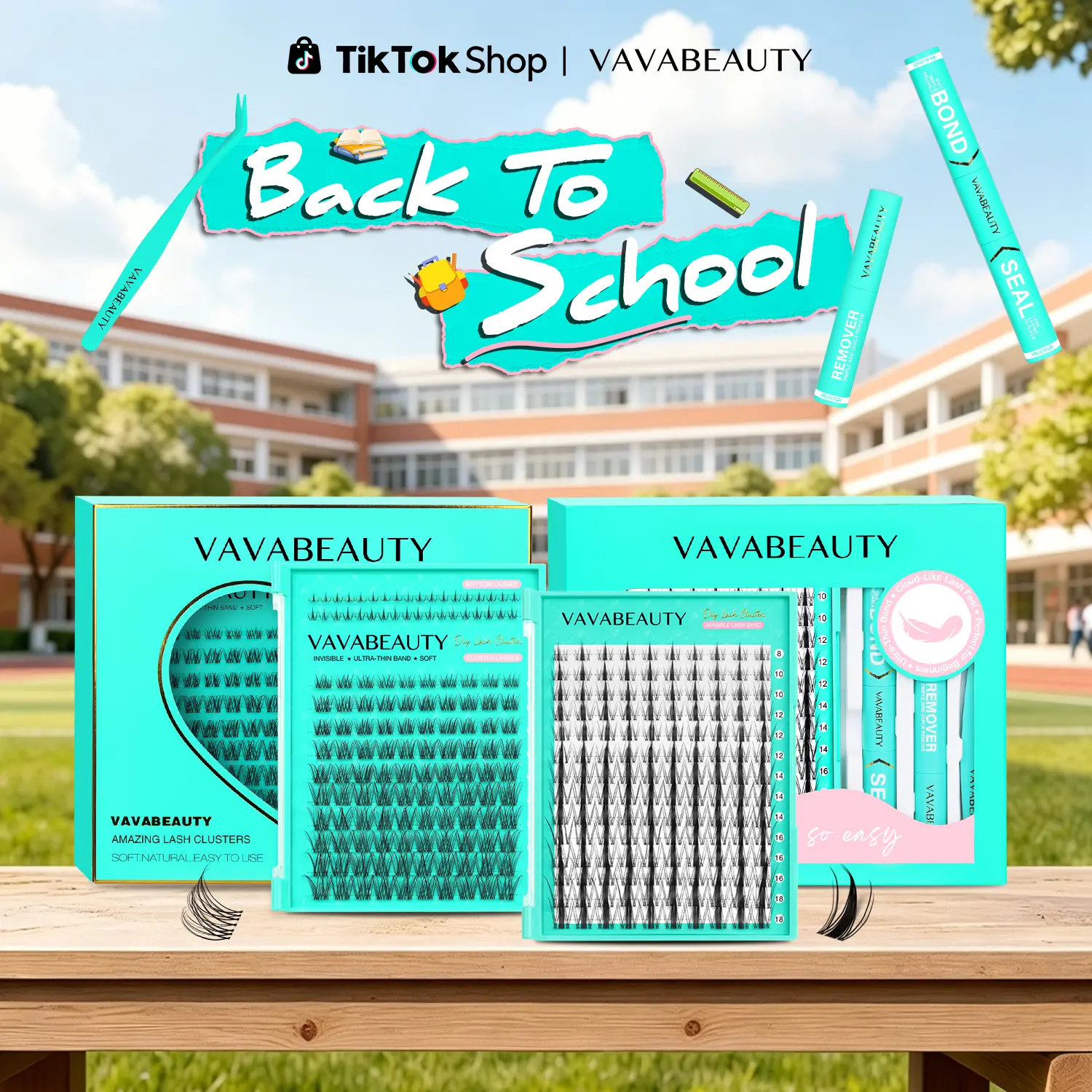 VAVABEAUTY Wide Ultra-thin Invisible Lash Band, Ivy Daily Natural Individual Cluster Lash Kit, Pixie Manga Lash, Diva Fuffly Magic Clusters, Beginner Friendly,  Waterproof Lash bond For Girls Beauty Makeup At Home Eyelashes Cosmetic