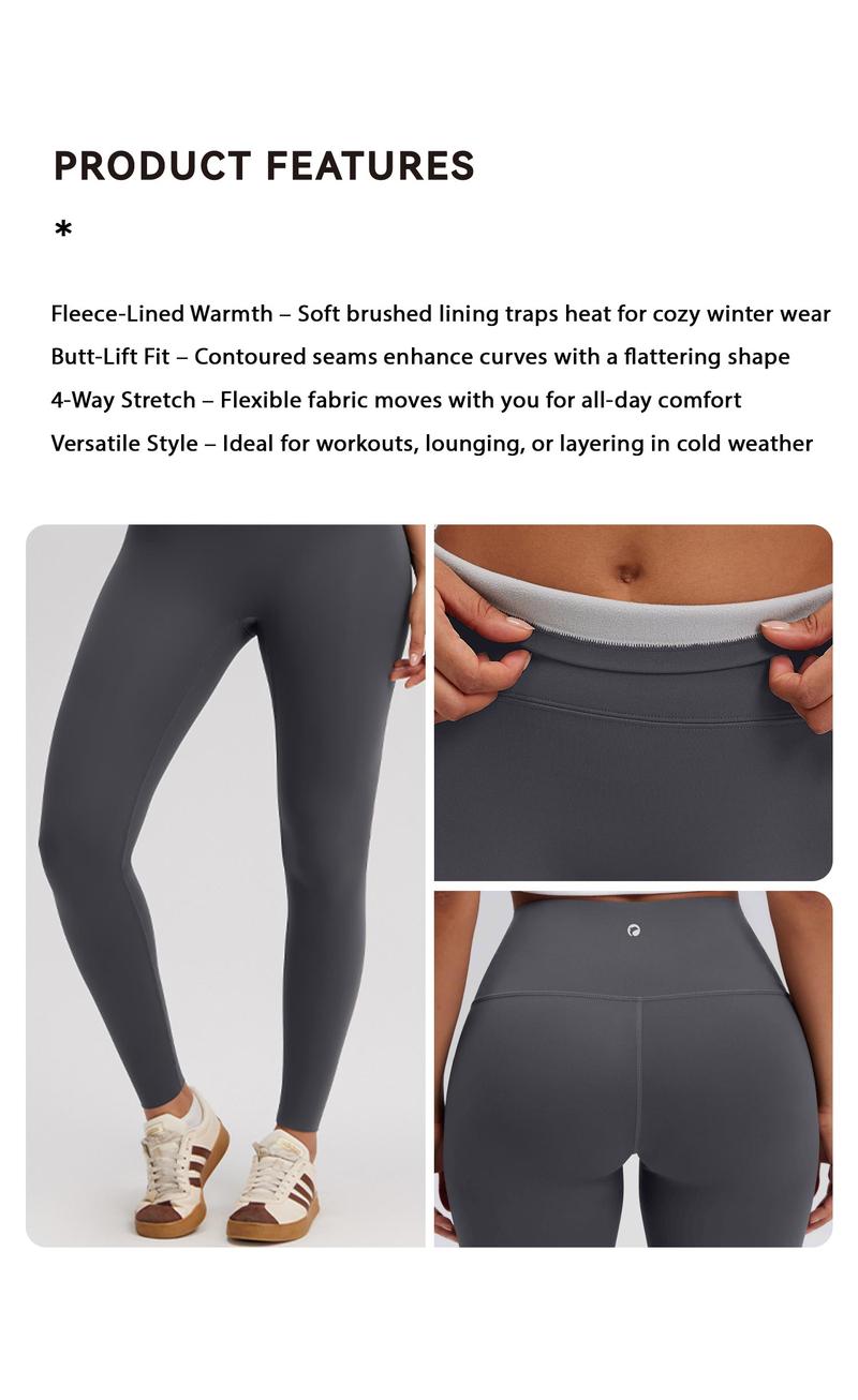 OQQ Women's Fleece Lined Leggings Weather Thick Thermal Warm Winter Butt Lift High Waist  Yoga Pants For Hiking Workout Leggings