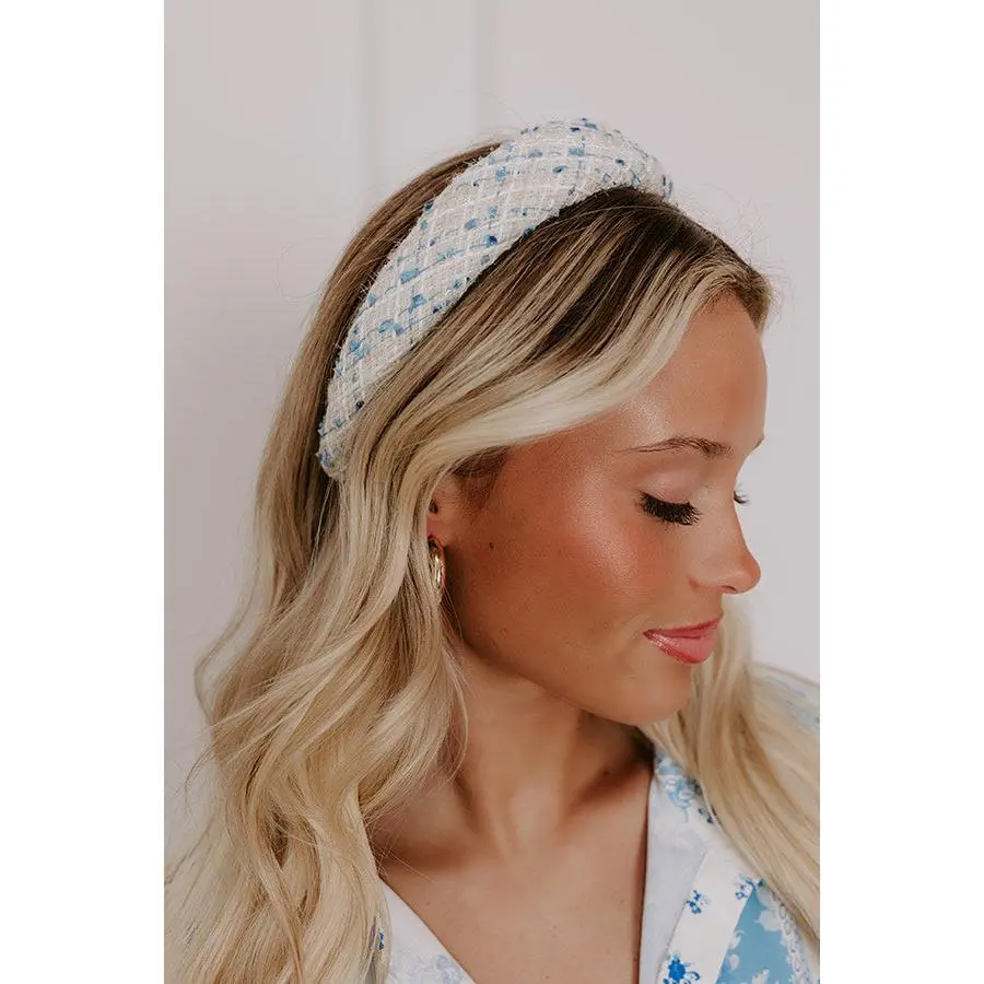 Girl Boss Tweed Headband in Beige