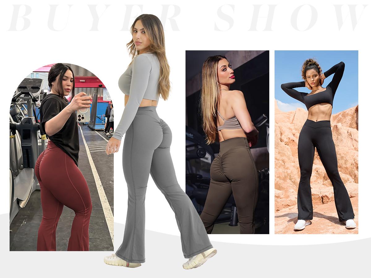 YEOREO Kalie Flare Scrunch Leggings for Women V Cross Waist Bell Bottom Yoga Pants Tummy Control Bootcut Workout Leggings SpringStatements YEOREO Kalie Flare Scrunch Leggings for Women V Cross Waist Bell Bottom Yoga Pants Tummy Control Bootcut Workout Leggings SpringStatements