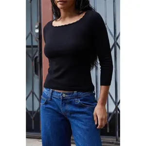 John Galt Women's Black 3/4 Sleeve Knit Top