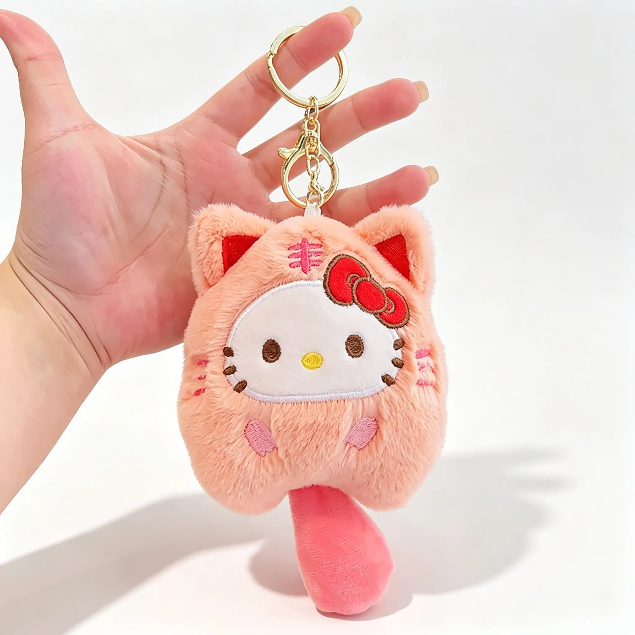 Sanrio Plush Keychain, Adorable Character Bag & Backpack Charm, Soft Plush Pendant, Trendy Accessory For Sanrio Fans Daily Commutes & Everyday Carry