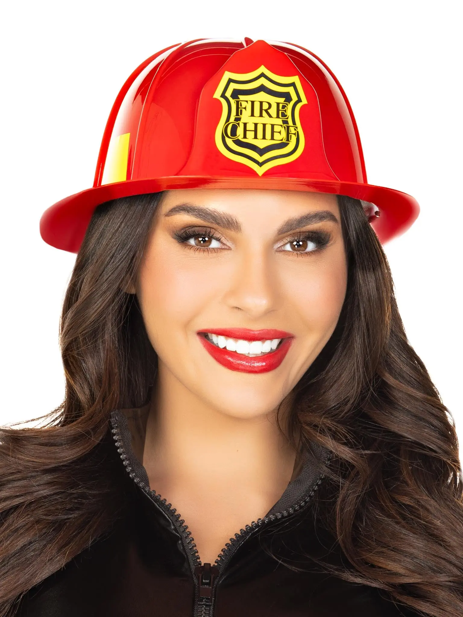 Men's Unisex Firefighter Costume Hat Accessory with Fire Chief Badge, Classic Lightweight Striped Prop for Halloween, Theme Parties, Accessories, Party, Stripes, Bold Stripe Look