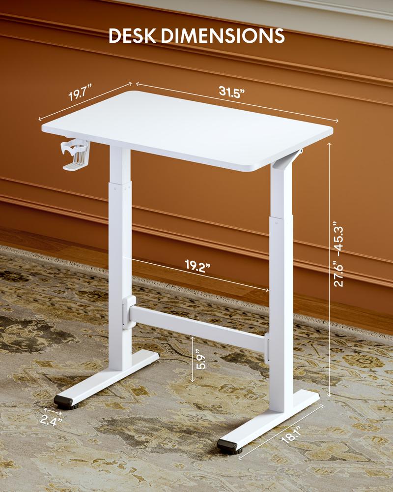 FLEXISPOT H7 PLUS Gas Spring Adjustable Standing Desk Mobile Rolling Sit-Stand Workstation with Wheel Cordless Manual Stand Up Desk for Small Room Home Office Bedside Work Sofa Setup Walking Pad Office