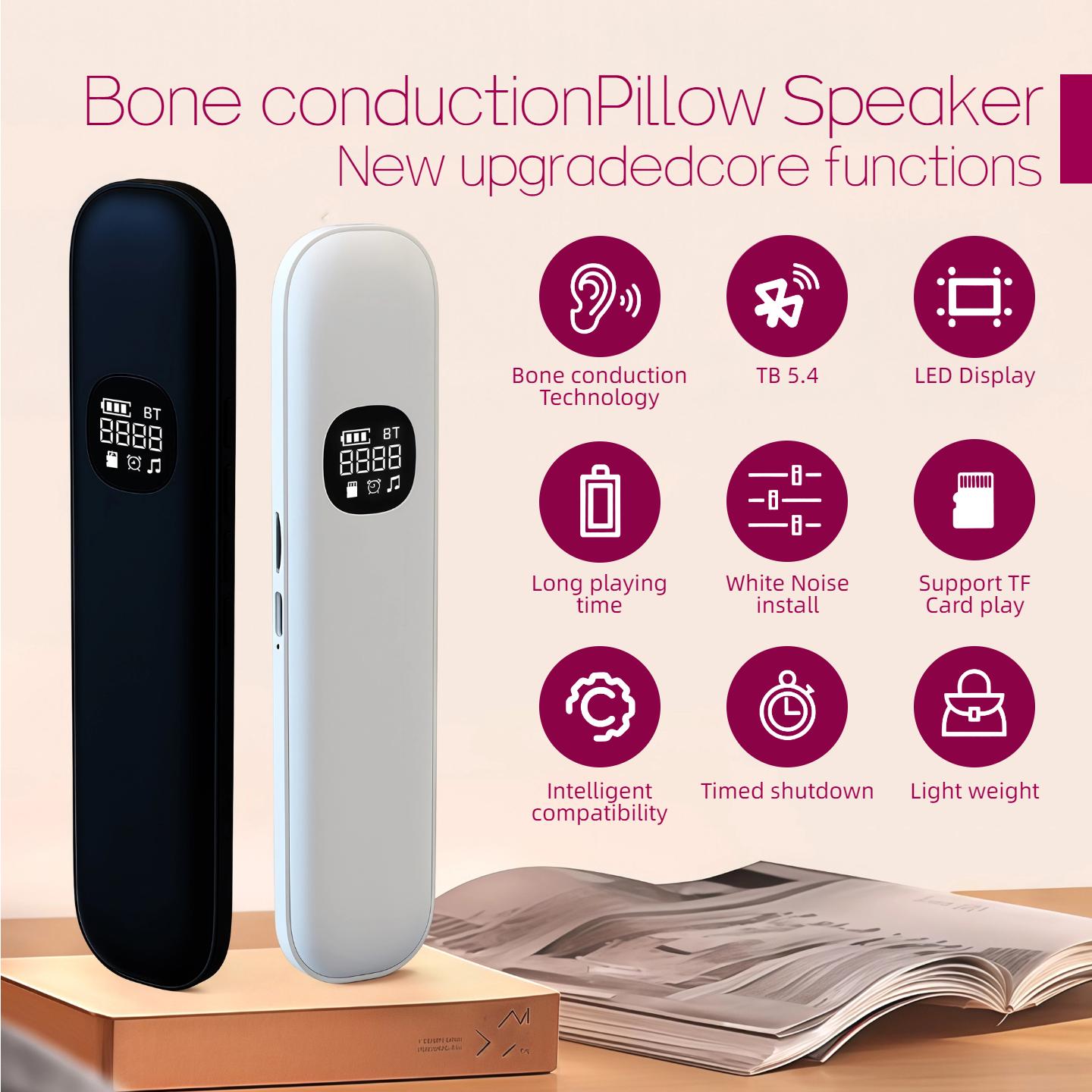 Wireless Bone Conduction Sleep Speaker - Ultra-Thin Under-Pillow Music Box, White Noise Sleep Aid, Directional Sound Transmission Without External Disturbance, BT5.4, TF Card, Timer, Long Battery Life, Portable Design, Perfect Sleep Aid Gift