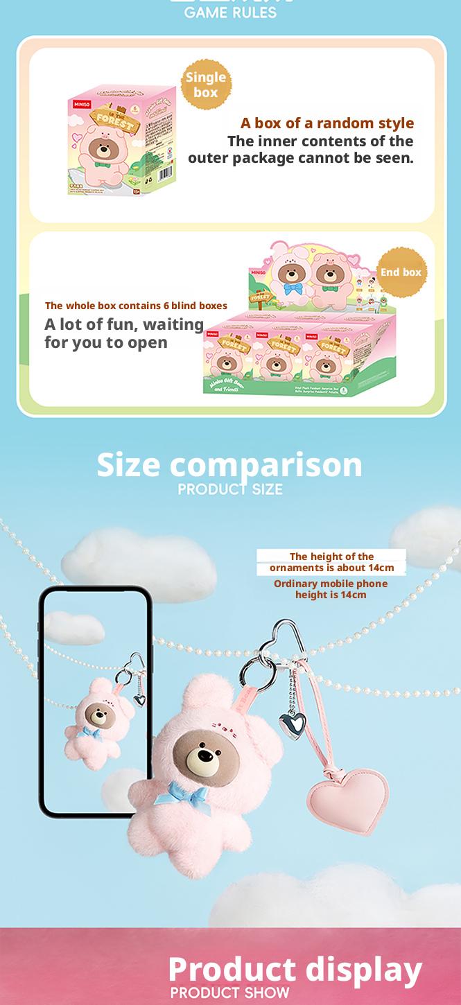 【New Year's gift】MINISO Jifute Bear Blind Box Unboxing! Cute Hanging Plush for Bags & Keys, Build Your Cute Squad