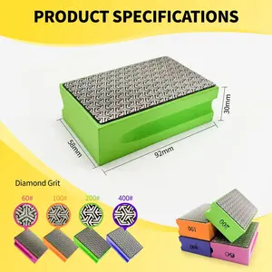 High Quality Diamond Hand Polishing Pads,Diamond Sanding Pads with Foam Backing 60 Grit 100Grit 200Grit,Sanding Block for Glass Wood Ceramic Marble Metal Tile Tools.