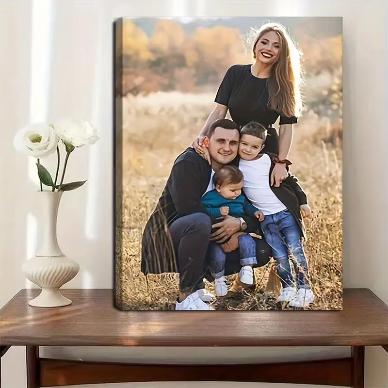 Personalized Custom Pine Frame Canvas Poster Unique Family Photo Gifts for Couples Friends Creative Wall Art Love Theme Home Decor Paintings,dorm essentials