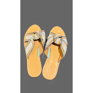 Universal Thread Women's Melody Knotted Slide Sandals Teal - Size 7