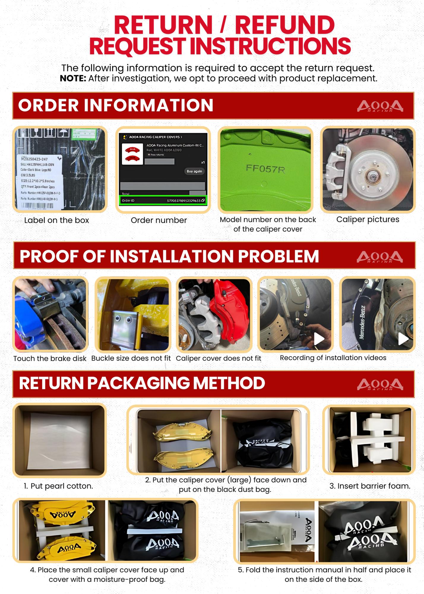 AOOA Racing Aluminum Custom-fit Covers for Front and Rear Calipers - Set of 4 Automotive Accessories