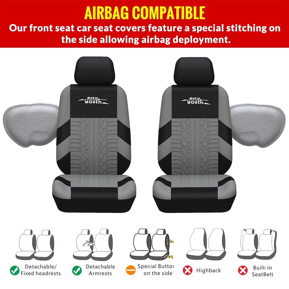 5 Seats Car Seat Covers Universal 1 Set, for Front & Rear Seats, Stylish Polyester Fabric Car Seat Protectors with Embroidered Logo, Airbag Compatible, Fits Most Autos SUVs Vans Trucks, Red Gray Blue Black Car Seat Covers, Car Interior Accessories Outdoor 5 Seats Car Seat Covers Universal 1 Set, for Front & Rear Seats, Stylish Polyester Fabric Car Seat Protectors with Embroidered Logo, Airbag Compatible, Fits Most Autos SUVs Vans Trucks, Red Gray Blue Black Car Seat Covers, Car Interior Accessories Outdoor