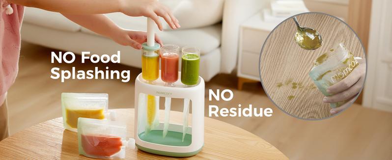 Momcozy Baby Food Maker for Puree Food Storage, Precise Capacity Squeeze Station,  No Food Splashing,Baby Essentials, with 5pcs Reusable Storage Bags