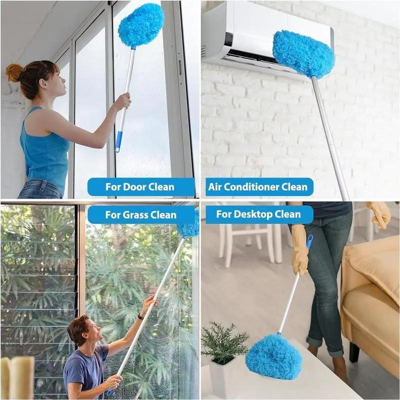 Extendable Microfiber Ceiling Fan Duster -LongHandle, Dust-Locking, Reusable & MachineWashable, Effortless Cleaning Brush for HighCeilings & Ceiling Fans, Ceiling Fan Cleaner Detachable Heads Movable