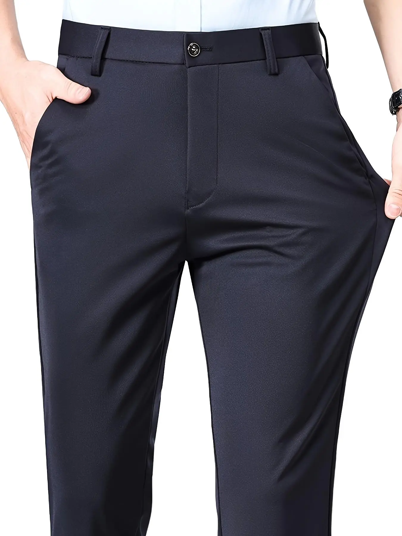 1 piece men's Business Casual Pants, Wrinkle-Resistant Comfortable Breathable Fabric, Slimming Design, Ideal for Office & Light Business Settings, Uniform Pants