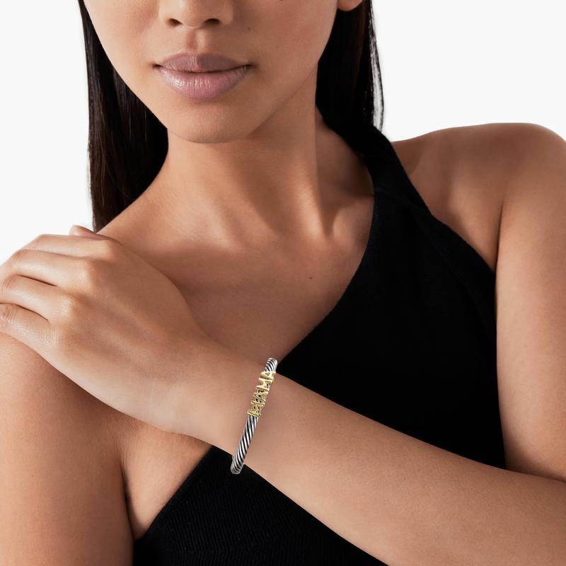 MYTYS Mother's Day Gift Twisted Cable Cuff Bracelet for Women Adjustable Bangle Charm Wrist Personalized Jewelry Trendy Jewellery Accessories