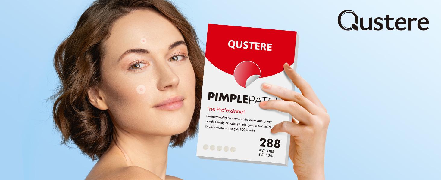 QUSTERE Pimple Patches for Face, Hydrocolloid Acne Patches, Cute Round Shape Zit Covers, Spot Stickers with Tea Tree, Salicylic Acid & Cica Oil| 2 Sizes (9mm, 12mm) |288 Count  Skincare Clear