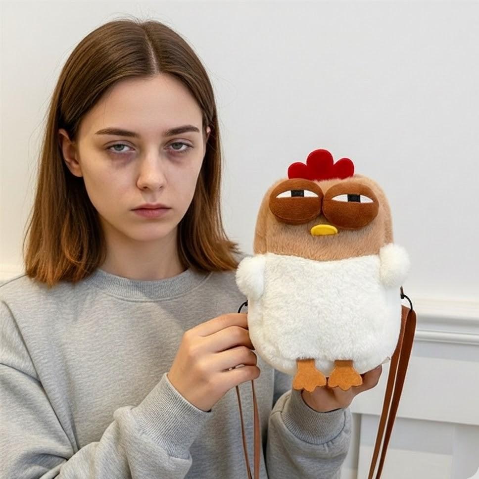 Women's Adorable Cartoon Overworked Chicken Crossbody Bag - Cute