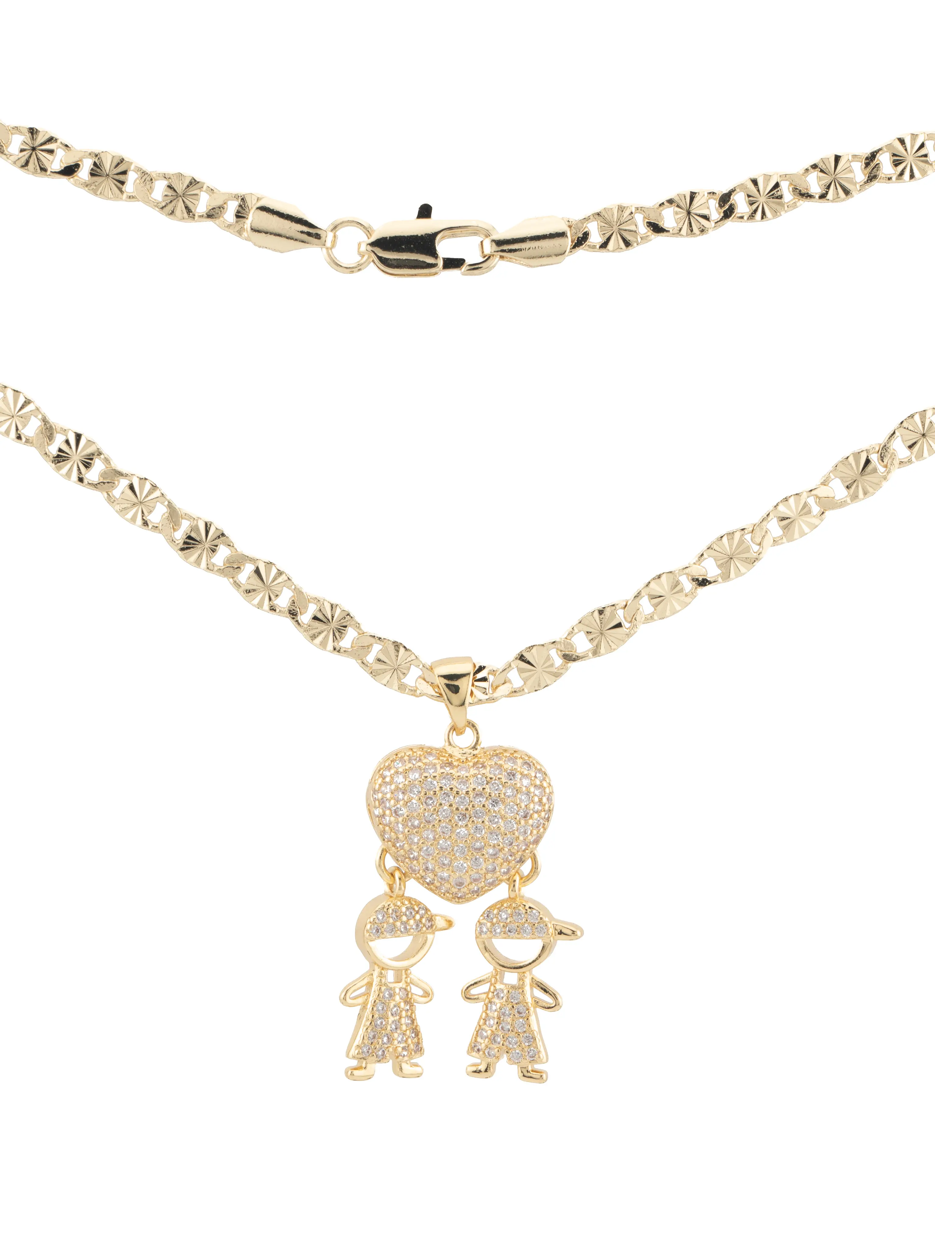 Pendant with TWO BOYS figures in gold plating, includes an 18-inch or 24-inch chain. Gifts for Mom. Valentine's Day. necklace women