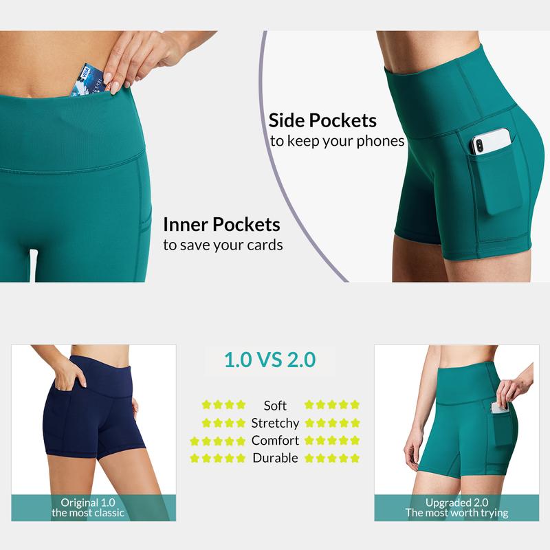 baleaf Women's 5" Biker Shorts High Waist Yoga Compression Spandex Volleyball Workout Running Shorts with Pockets