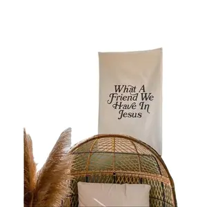 What a Friend in Jesus Tapestry Banner Decor Decoration Macrame Vintageroomdecor, bedroom decor mens room decor cheap bedroom decor trippy room decor y2k room decor bedroom decorations things for rooms